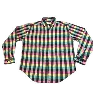 Vintage John Henry Plaid Button Up Size 4 Checkered Colorful 80's Hidden Button
